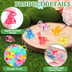 120Pcs Mini Dinosaur Figurines in a decorative garden setting