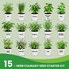 15 herb seed packets included in the Fruivity kit