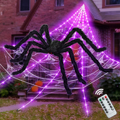 200" Halloween spider web decoration with purple LED lights