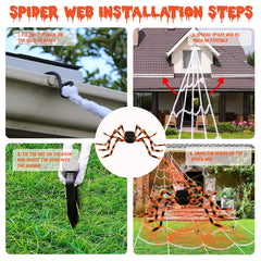 200" triangular spider web stretched in yard