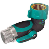 2WAYZ 90 Degree Hose Elbow Connector front view with shut off valve
