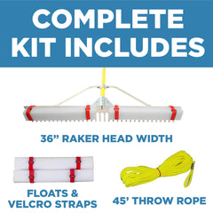 36-inch rake head of the Weed Razer Rake for wide harvesting