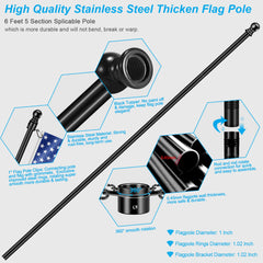 360-degree rotating black flagpole clips for tangle-free use