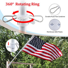 360 spinning tangle free flagpole rings close-up
