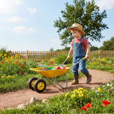 3T GROUP Kids Gardening Tool Set Wheelbarrow front view in yellow