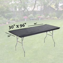 5 black Kwik-Covers table covers stacked together