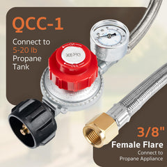 5-foot stainless steel braided hose with GASPRO regulator