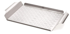 Weber Grill Pan front view, stainless steel, 11.8"W