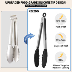7-inch EEKEDO kitchen tongs locking mechanism