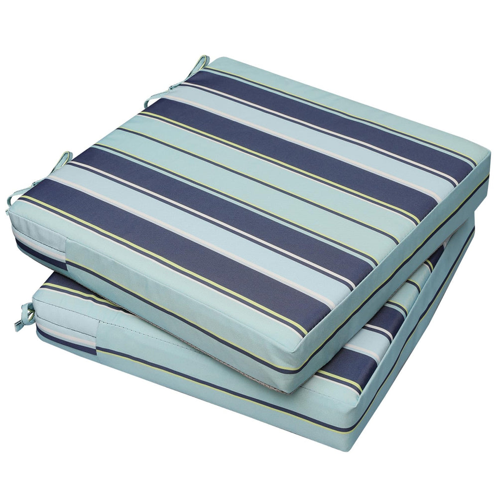 AAAAAcessories Outdoor Chair Cushion Ash Teal Seaside Stripe front view