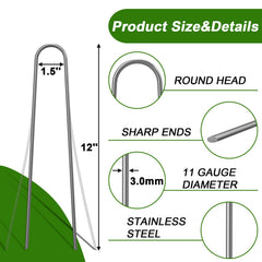 AAGUT U Shaped Garden Stakes sharp angled ends close-up