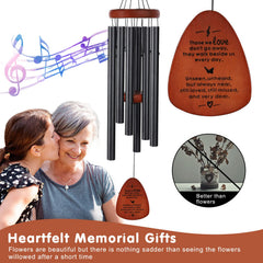 ABEICO Memorial Wind Chimes with poem card close-up