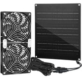 ABitmax Solar Fan Kit black model front view with dual fan blades