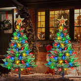 Abkshine Solar Christmas Tree front view with multicolour lights