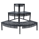 aboxoo 3-Tier Metal Plant Stand front view, black color