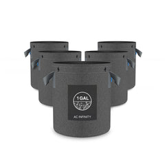 AC Infinity 1 Gallon grow bags front view with black fabric