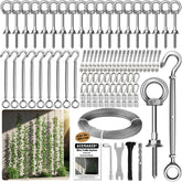 Acemaker Tensioned Wall Wire Trellis Kit contents including eye bolts and wire rope
