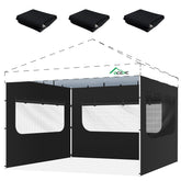 Acepic 10x10ft black mesh sidewall with window front view