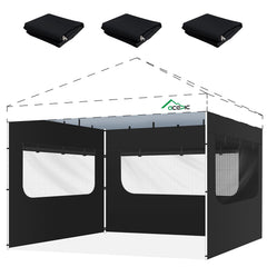 Acepic 10x10ft black mesh sidewall with window front view