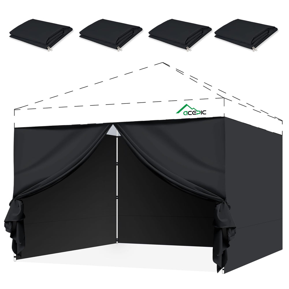 Acepic 10x10ft canopy sidewalls black front view