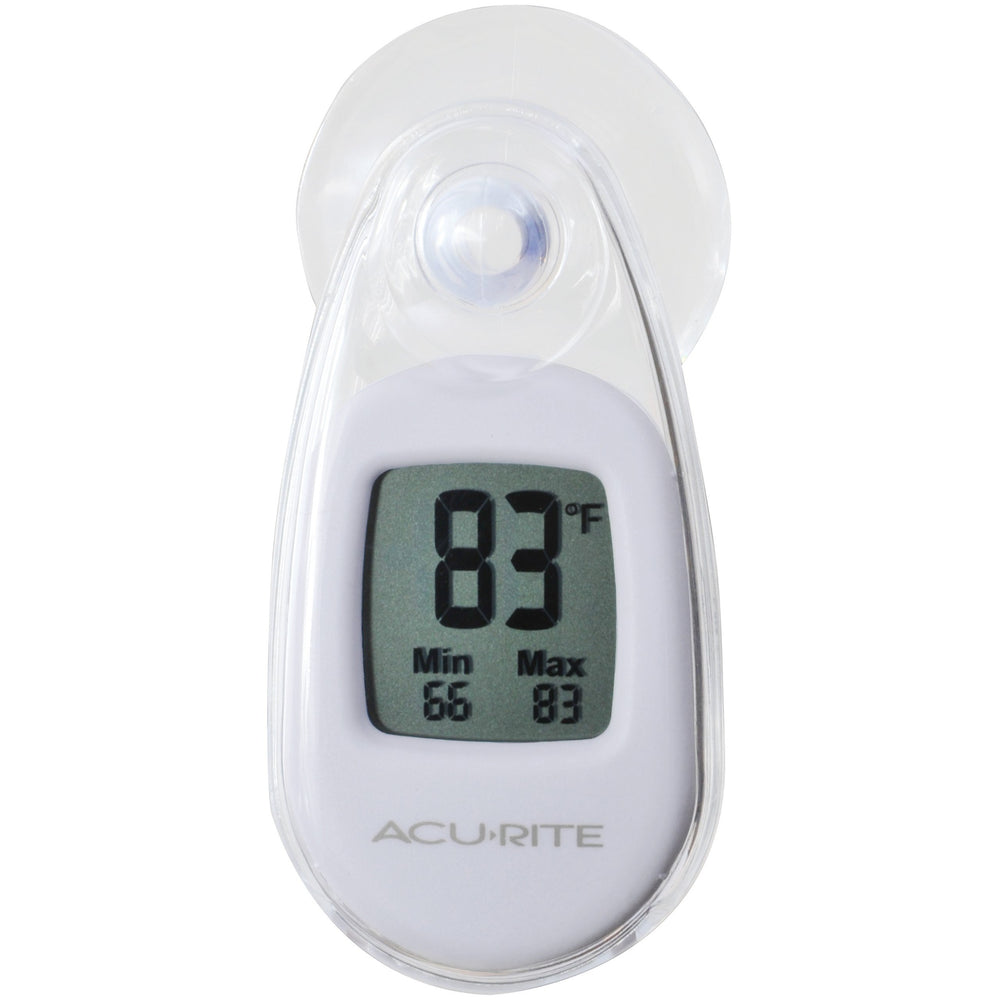 AcuRite Indoor/Outdoor Suction Cup Thermometer front view, white
