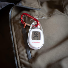 AcuRite thermometer with battery compartment open