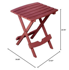 Adams Quick-Fold Side Table Merlot folded for storage