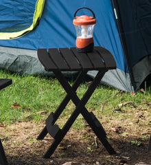 Adams Quik-Fold® Side Table black beside patio chair