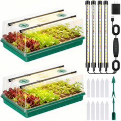 Adawook Seed Starter Kit with Green 120-cell trays and LED grow lights