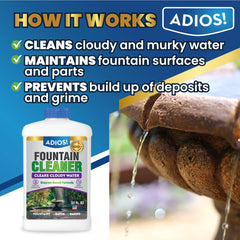 ADIOS! Water Fountain Cleaner 32oz label close-up