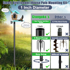 Adjustable height of Gtongoko bird feeder pole sections