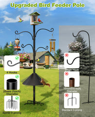 Adjustable hooks on Rhino Valley bird feeder pole