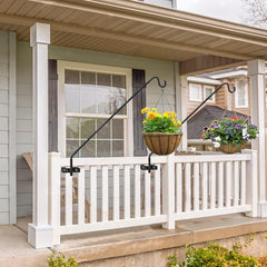 Adjustable railing hook for bird feeders and plants