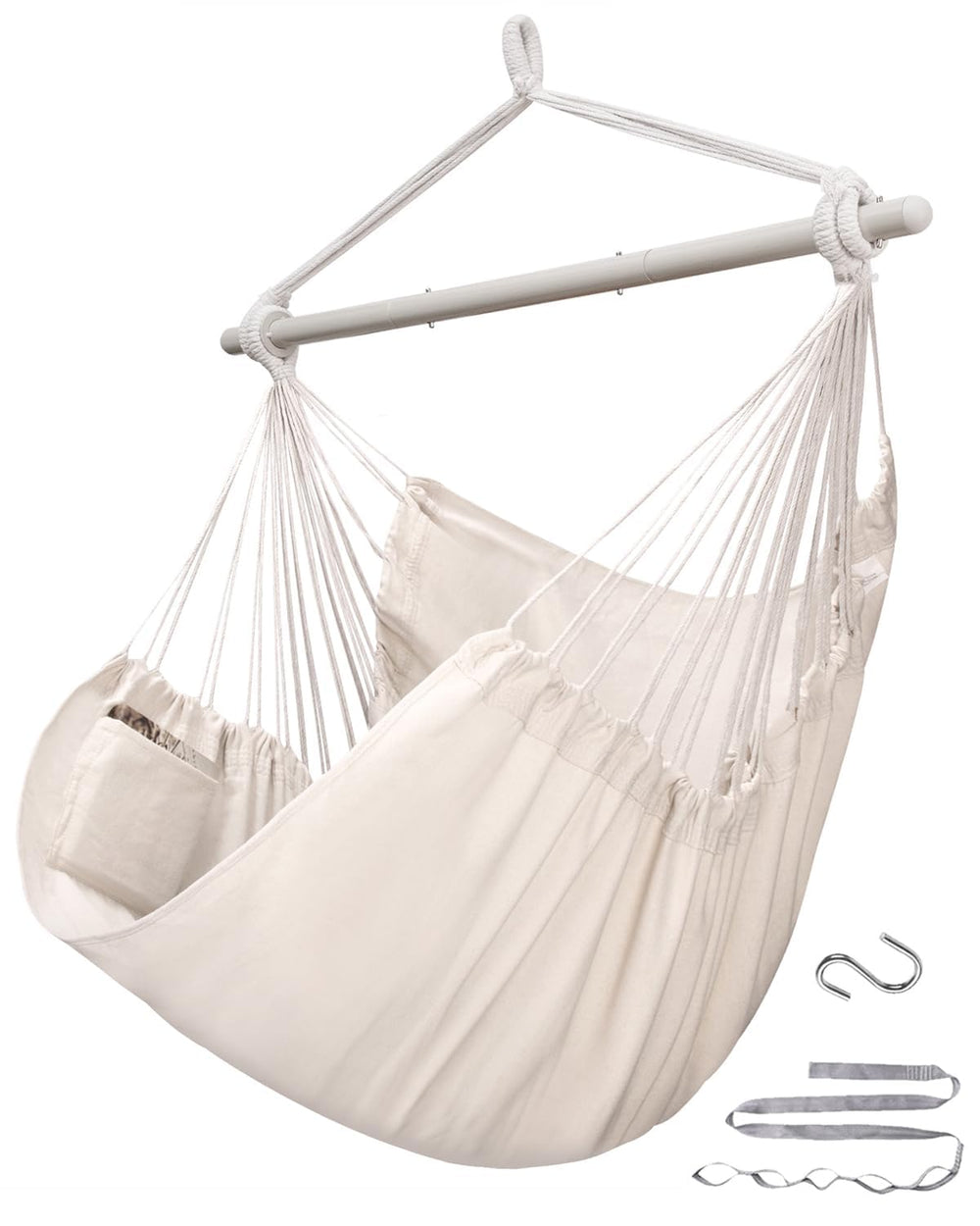 ADVOKAIR Hammock Chair Swing front view in beige
