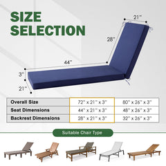 Aegisun Chaise Lounge Cushion secured to chair with straps