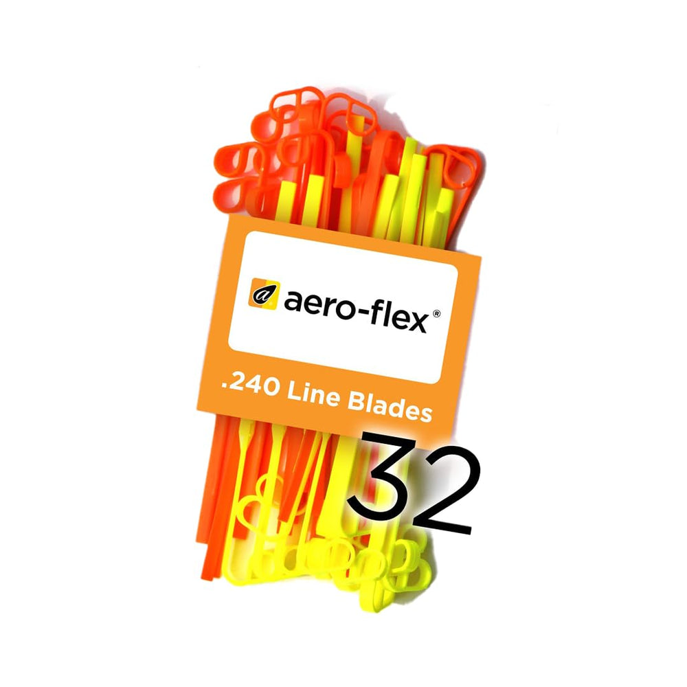 Aero-Flex Premium Flexible Line Blades front view, orange and yellow