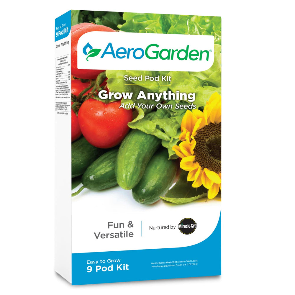 AeroGarden Grow Anything Seed Pod Kit packaging with 9 pods