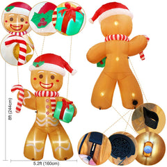 AerWo inflatable gingerbread man displaying gifts and candy cane
