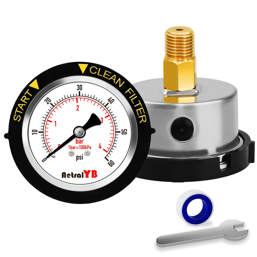AetralYB Pool Filter Pressure Gauge 60PSI 2-inch dial front view