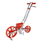 Agri-Fab Push Garden Seeder front view with orange colour
