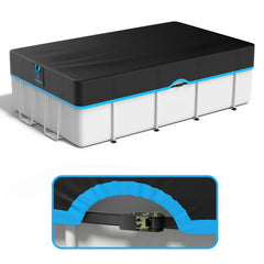 AGROAIDE 12x24 ft black and blue pool cover front view