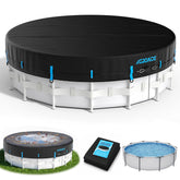 AGROAIDE 18ft Winter Pool Cover black and blue front view