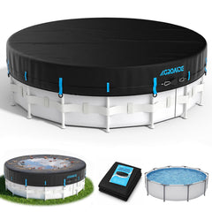 AGROAIDE 18ft Winter Pool Cover black and blue front view