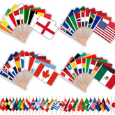 AhfuLife 48PCS World Cup Handheld Flags with white poles