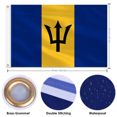 AhfuLife Barbados Flag 3x5 ft back view