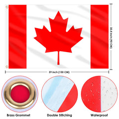 AhfuLife Canada Flag 3 x 5 ft with brass grommets for hanging