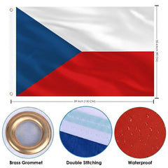 AhfuLife Czechia Flag 5ft x 3ft side view showing vibrant colours