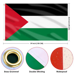 AhfuLife Palestine Flag double-sided showing brass grommets