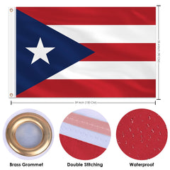 AhfuLife Puerto Rico Flag 3x5 ft back view
