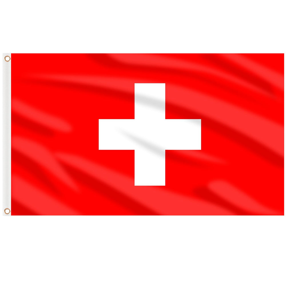 AhfuLife Switzerland Flag 3x5 ft front view with brass grommets